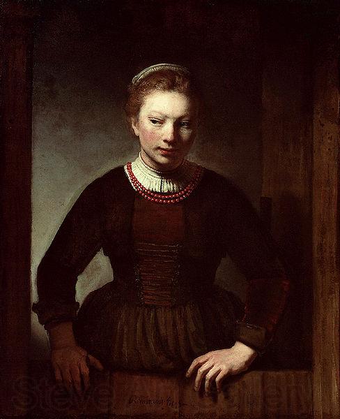 Samuel van hoogstraten Woman at a dutch door Germany oil painting art